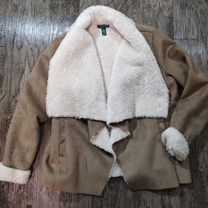 Lauren Ralph Lauren Tan Faux Shearling Jacket PL